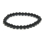 Onyx black bracelet elastic natural stone, ball 6 mm / 16 - 17 cm, life force stone