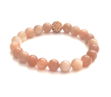 Sunstone bracelet elastic natural stone, bead 8 mm / 16-17 cm, hides the power of the Sun and fire