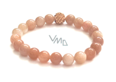 Sunstone bracelet elastic natural stone, bead 8 mm / 16-17 cm, hides the power of the Sun and fire