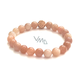 Sunstone bracelet elastic natural stone, bead 8 mm / 16-17 cm, hides the power of the Sun and fire