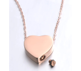 Commemorative urn pendant, Heart rose gold waterproof, stainless steel