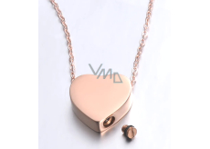 Commemorative urn pendant, Heart rose gold waterproof, stainless steel