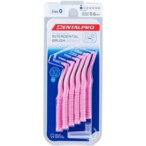 DentalPro interdental brush bent 0.6 mm pink, 10 pieces DentalPro interdental brush bent 0.6 mm pink, 10 pieces