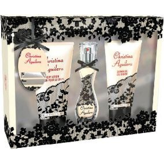 Christina Aguilera Signature perfumed water for women 15 ml + shower gel 50 ml + body lotion 50 ml, gift set