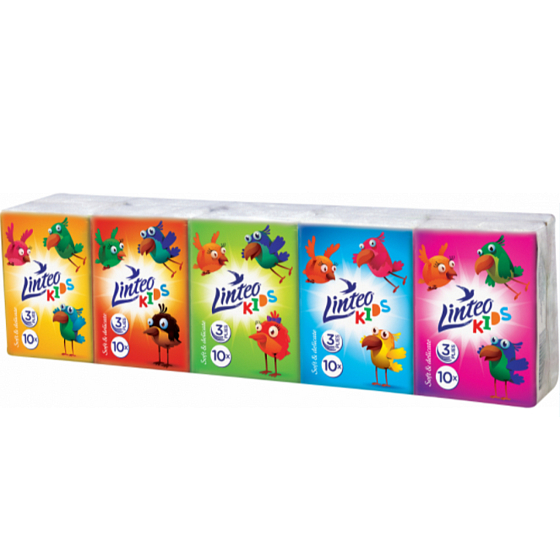 Linteo Kids mini paper handkerchiefs 3 ply 10 x 10 pieces