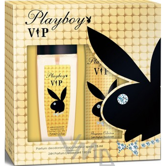 Playboy Vip for Her perfumed deodorant glass for women 75 ml + deodorant spray 150 ml, cosmetic set