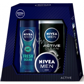 Nivea Men Universal Cream 30 ml + Active Clean Shower Gel 250 ml + Fresh Ocean 48h Deodorant Spray 150 ml, cosmetic set