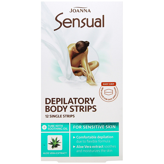 Joanna Sensual Aloe Vera Wax Depilatory Strips for Body 12 Pieces and Gentle Oil 10 ml