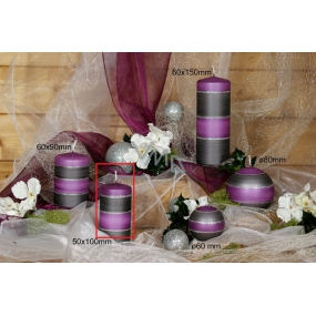 Lima Elegance Gray candle purple cylinder 50 x 100 mm 1 piece