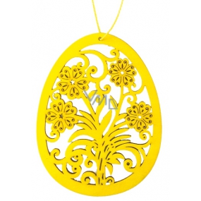 Egg for hanging, wooden yellow 10 cm