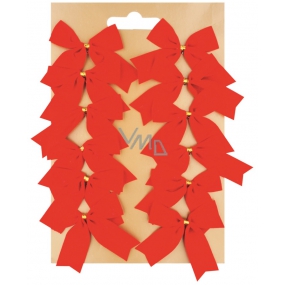 Bows textile red on a plate 5 cm 12 pieces