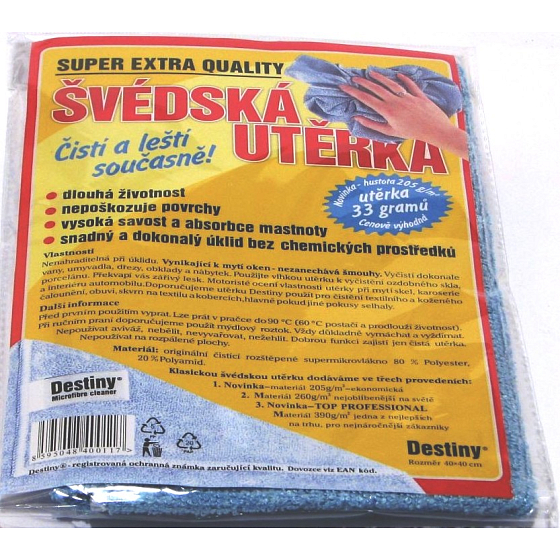 Destiny Swedish cloth microfiber 40 x 40 cm 33 g in 5 different colors 1 piece