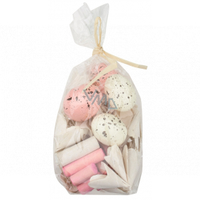 Components for the production of Easter decorations pink, eggs, wooden ornaments 100 g