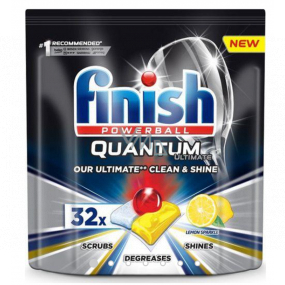 Finish Quantum Ultimate Lemon tablets for the dishwasher, protects dishes and glasses, brings dazzling purity, gloss of 32 pieces