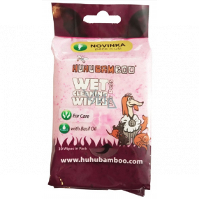 Huhu Bamboo Wet cleaning wipes with basil oil for pets, ear care 30 pieces
