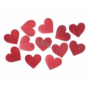 Red wooden heart 3.5 cm 12 pieces