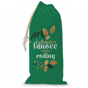 Nekupto Cloth bag for a Christmas bottle Relaxing Christmas in a family circle green 150 x 300 mm