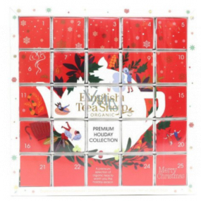 English Tea Shop Bio Advent calendar Puzzle red 25 pieces of biodegradable tea pyramids, 13 flavors, 48 g, gift set