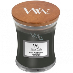 WoodWick Black Peppercorn - Black Peppercorn Scented Candle with Wooden Wick and Lid Glass Small 85 g