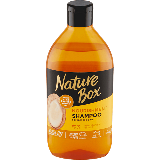 Nature Box Argan Oil Nourishing Hair Shampoo with 100% Cold-Pressed Argan Oil, Suitable for Vegans 385 ml