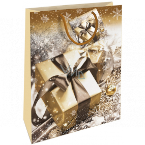 Nekupto Gift paper bag 32,5 x 26 x 13 cm Christmas gold with gifts