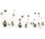 Emos Christmas garland with silver balls and stars 1,9 m, 20 LEDs, warm white