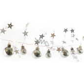 Emos Christmas garland with silver balls and stars 1,9 m, 20 LEDs, warm white