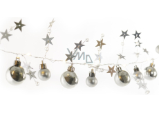 Emos Christmas garland with silver balls and stars 1,9 m, 20 LEDs, warm white