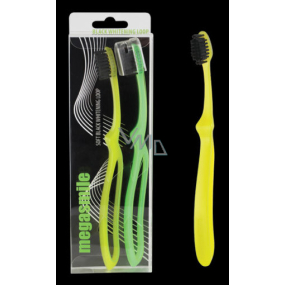 MegaSmile Black Whitening Loop Soft Toothbrush World's Lightest Soft Toothbrush with Bulky Handle Yellow, Green 2 pieces, duopack