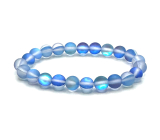 Opalite blue matt bracelet elastic, synthetic stone ball 8 mm / 16-17 cm, wishing and hope stone