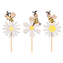 Wooden flower with bee 5 x 7 cm + skewer 1 piece
