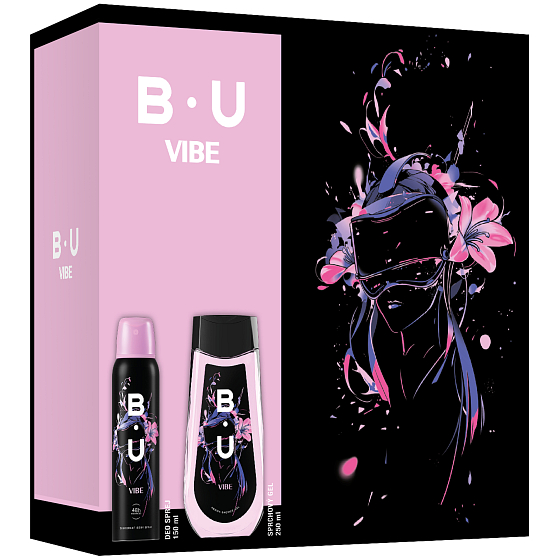 B.U. Vibe deodorant spray 150 ml + shower gel 250 ml, cosmetic set for women
