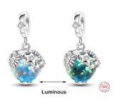 Charm Sterling Silver 925 Earth - Glow in the Dark Planet, Pendant for Space Bracelet