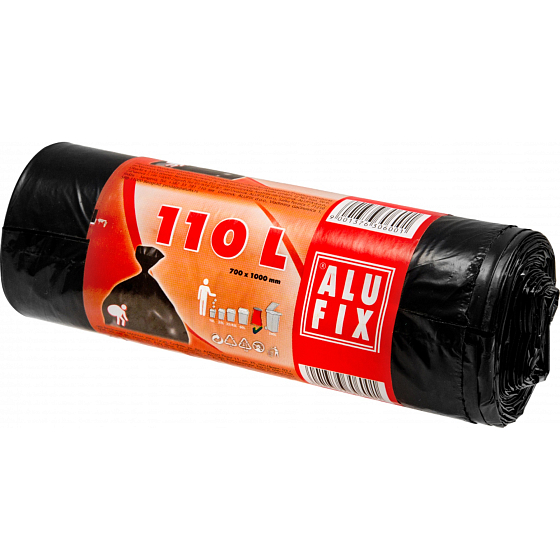 Alufix Garbage bags black, 25 µ, 110 liters, 70 x 100 cm, 10 pieces
