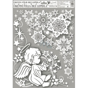 Window foil without glue corner angels with rainbow glitter boy left 42 x 30 cm