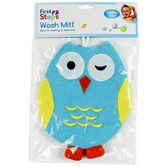 First Steps Washcloth gloves Owl blue