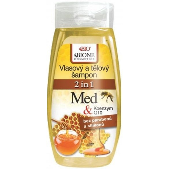 Bione Cosmetics Honey & Coenzyme Q10 2-in-1 Hair and Body Shampoo for All Skin and Hair Types 250 ml
