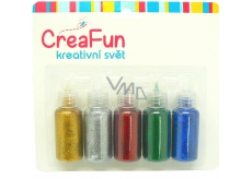 CreaFun Dekorační barvy Třpytivé na papír, textil, sklo 5 x 20 ml