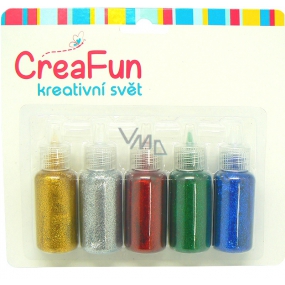 CreaFun Decorative paints Glittering for paper, textile, glass 5 x 20 ml