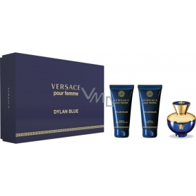 Versace Dylan Blue pour Femme perfumed water for women 50 ml + shower gel 50 ml + body lotion 50 ml, gift set