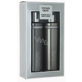 Vivian Gray Crystal Gray luxury shower gel 250 ml + body lotion 250 ml, cosmetic set