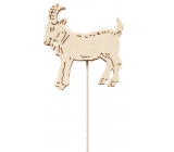 Wooden goat 8 cm white + wire