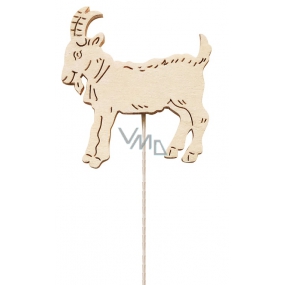 Wooden goat 8 cm white + wire