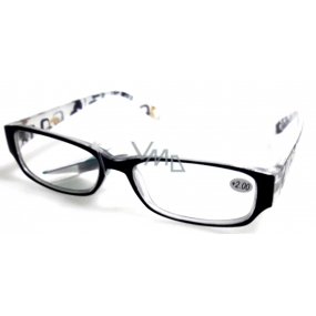 Berkeley Reading glasses +2 plastic black sides with rectangles 1 piece MC2084