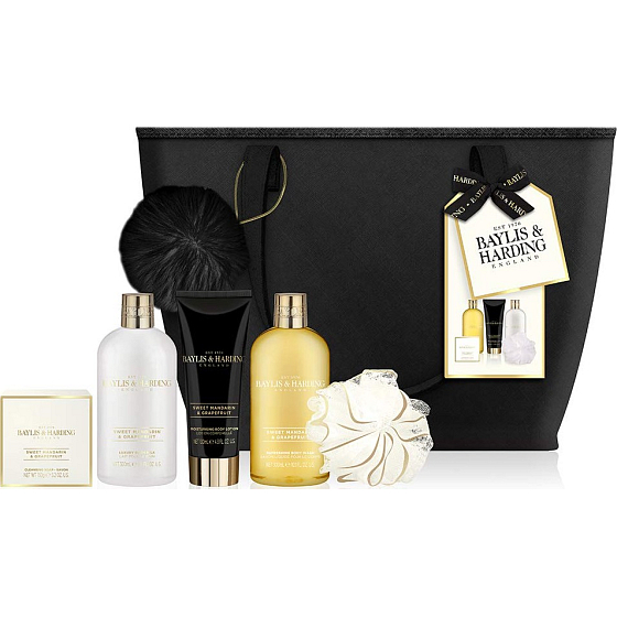 Baylis & Harding Sweet Tangerine and Grapefruit bath milk 300 ml + washing gel 300 ml + toilet soap 150 g + body lotion 130 ml + washcloth + handbag, cosmetic set