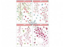 Room Decor Window foil without glue branches in bloom with glitter 42 x 30 cm 1 piece