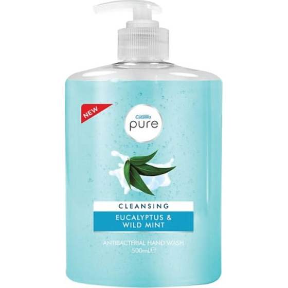 Cussons Pure Cleansing Eucalyptus and Mint Antibacterial Liquid Hand Soap 500 ml dispenser