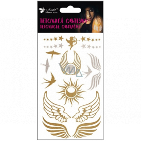 Tattoo decals gold and silver Wings and Swallows 15 x 9 cm