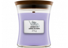 WoodWick Lavender Spa - Lavender Bath scented candle with wooden wick and lid glass medium 275 g