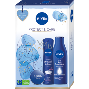 Nivea Protect & Care antiperspirant deodorant spray 150 ml + Creme cream for basic care 30 ml + Rich Nourishing nourishing body lotion 250 ml, cosmetic set for women